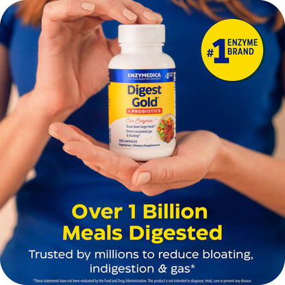 Enzymedica Digest Gold + Probiotics - Digestive Enzyme Supplement for Women & Men, Enzyme and Probiotic Capsules for Digestion, Gut Health Support, - Maple Wellness Supplements