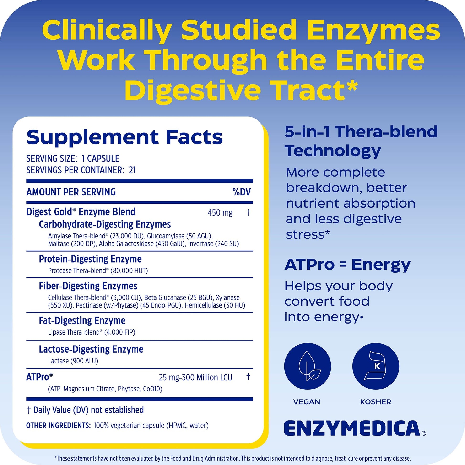 Enzymedica, Digest Gold to Go Pillbox, 21 Capsules - Maple Wellness Supplements