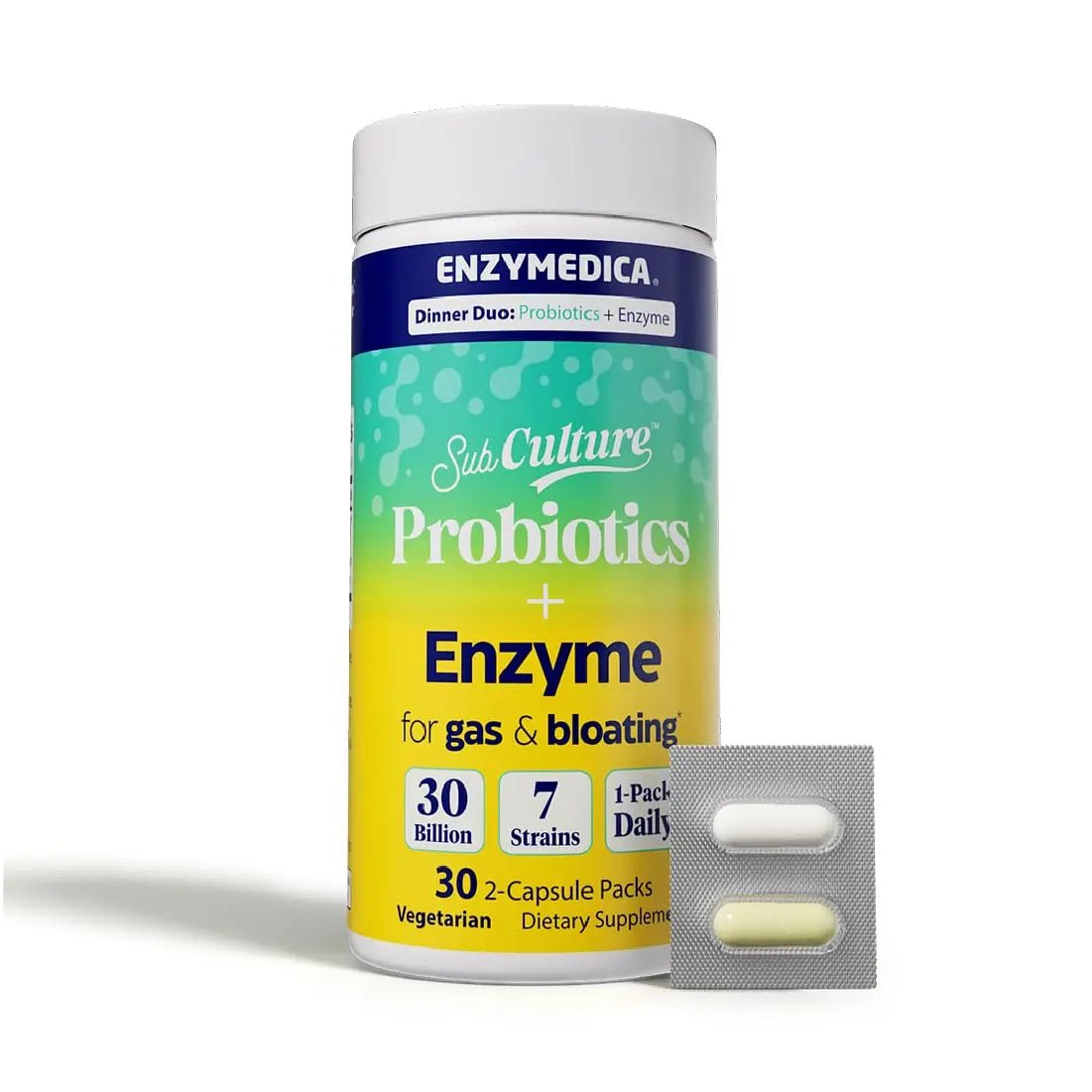 Enzymedica Dinner Duo for Gas & Bloating – Probiotics + Digestive Enzyme Packets for Occasional Gas, 30B CFU of 7 Live Strains, Vegetarian – 30 Daily Packs - Maple Wellness Supplements