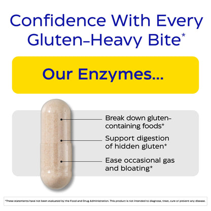 Enzymedica GlutenEase - Digestive Enzyme Supplement for Women & Men, Gluten & Casein Sensitivity Support, Enzymes for Digestion & Gut Health - Maple Wellness Supplements