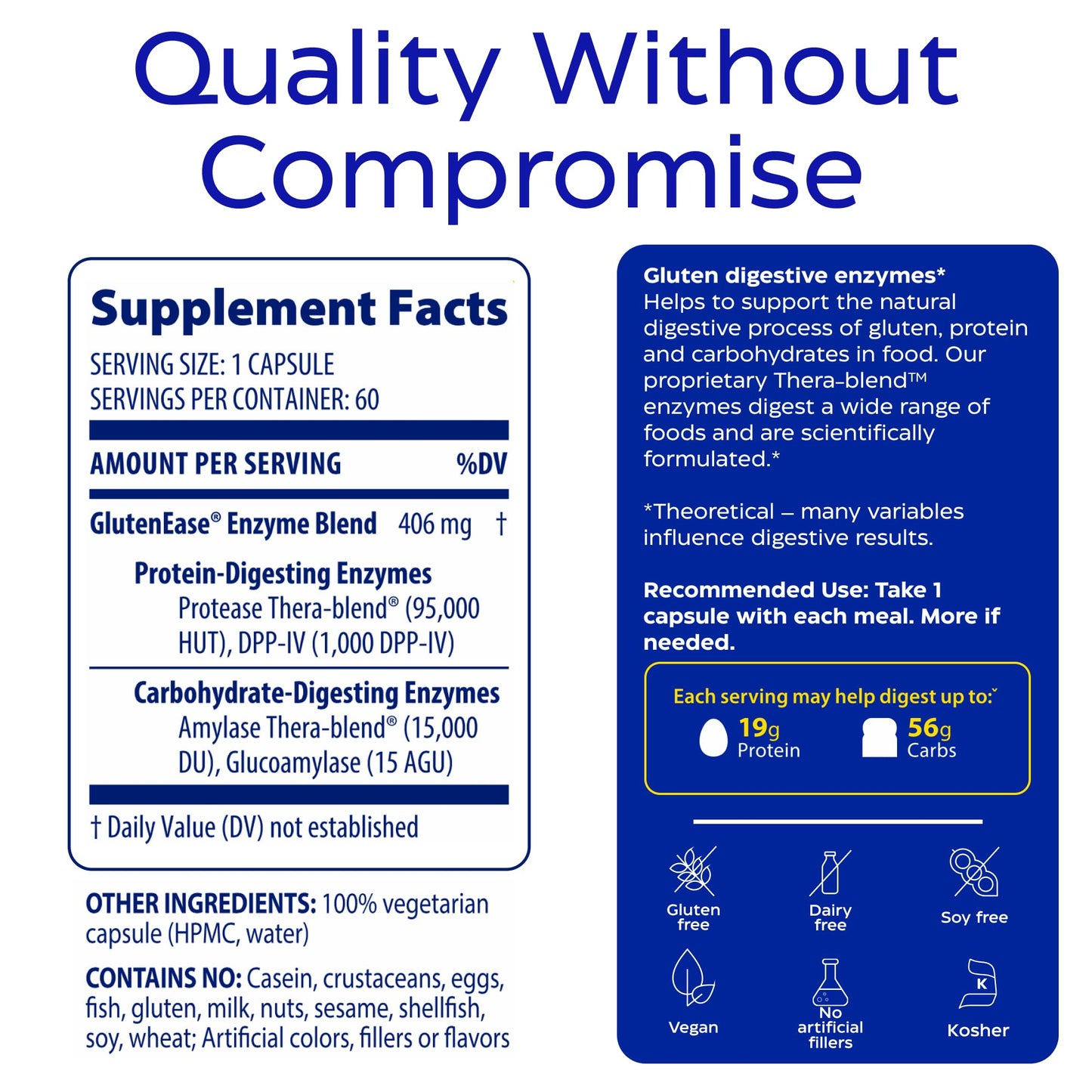Enzymedica GlutenEase - Digestive Enzyme Supplement for Women & Men, Gluten & Casein Sensitivity Support, Enzymes for Digestion & Gut Health - Maple Wellness Supplements