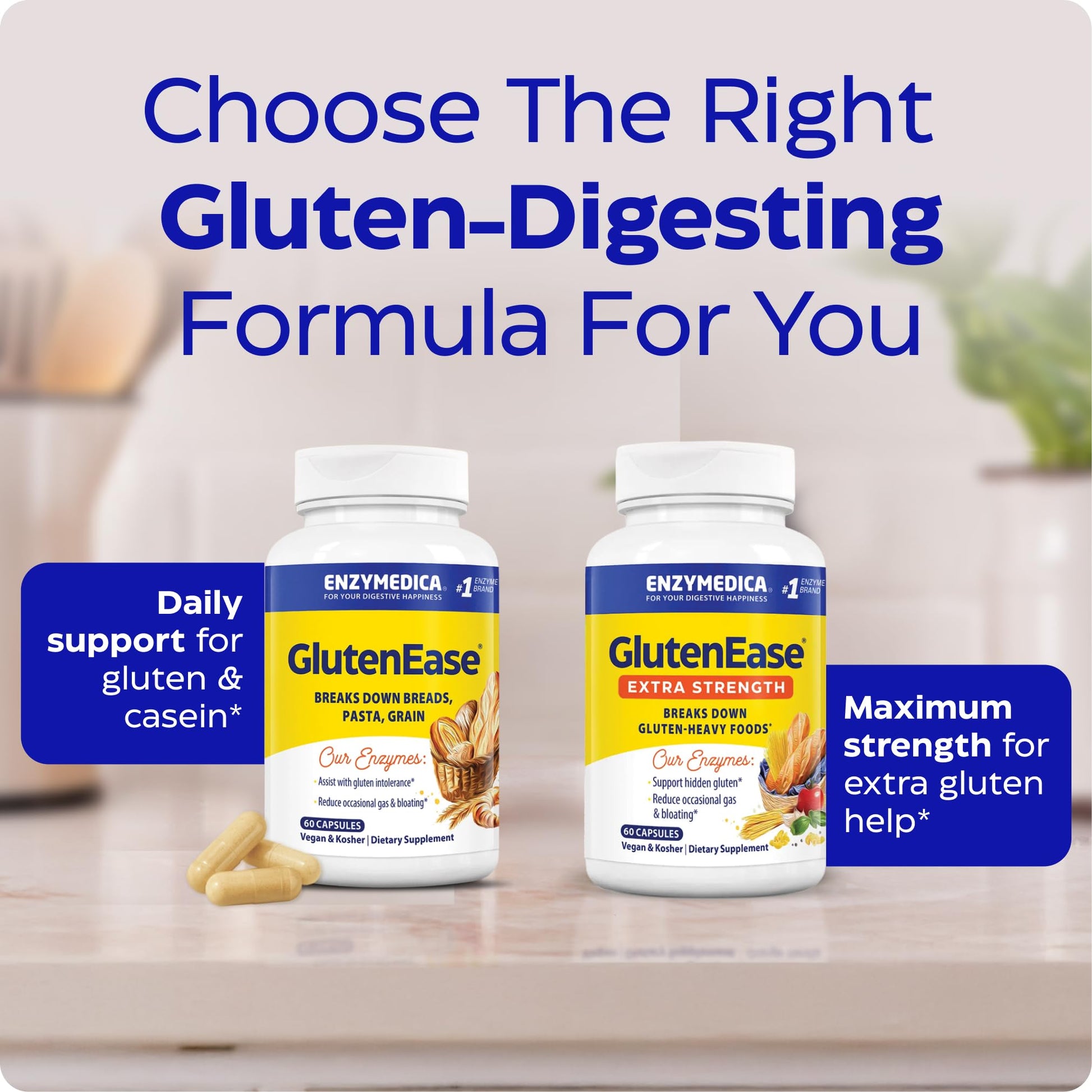 Enzymedica - GlutenEase Extra Strength, Complete Gluten & Casein Formula with Digestive Enzymes + DPP-IV, 30 Capsules - Maple Wellness Supplements