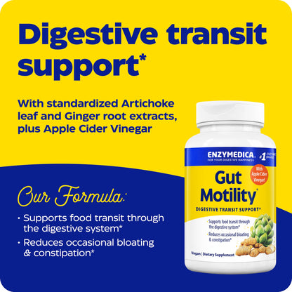 Enzymedica Gut Motility Supplement for Men & Women - Apple Cider Vinegar Capsules with Artichoke & Ginger Extract, Digestive Health Support for Adults - Maple Wellness Supplements