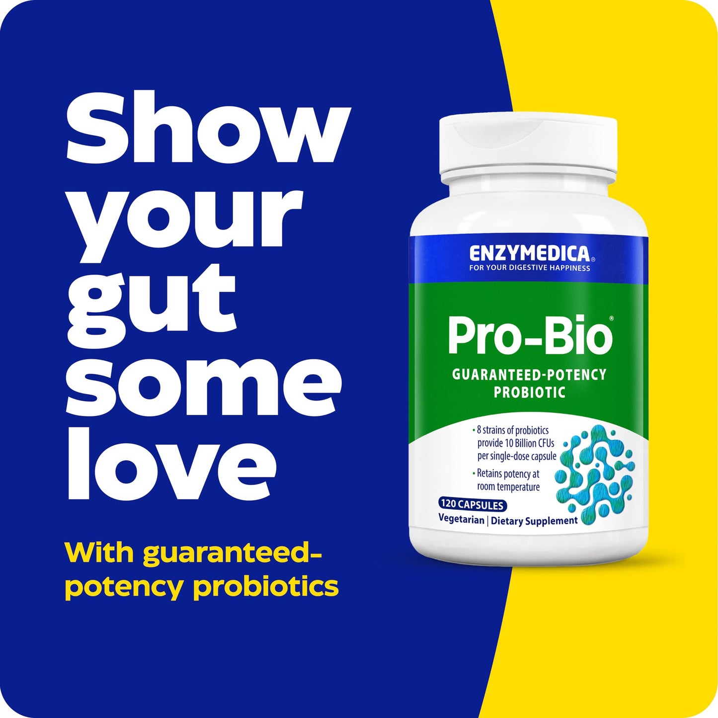 Enzymedica Pro-Bio Probiotic Supplement for Digestive & Gut Health - Daily Probiotic Capsules for Women & Men, 10 Billion CFU, Helps Reduce Gas & Bloating, - Maple Wellness Supplements