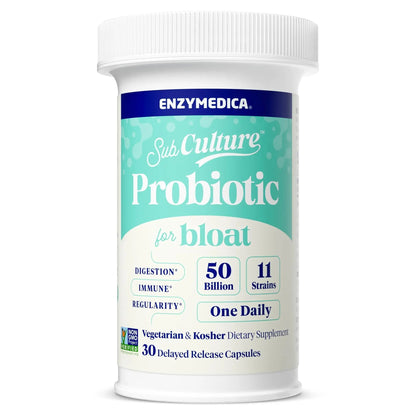 Enzymedica SubCulture Probiotics for Gas & Bloating, 50 Billion CFU, Supports Immune & Digestive Health, Regularity & Gut Flora, 30 Count - Maple Wellness Supplements