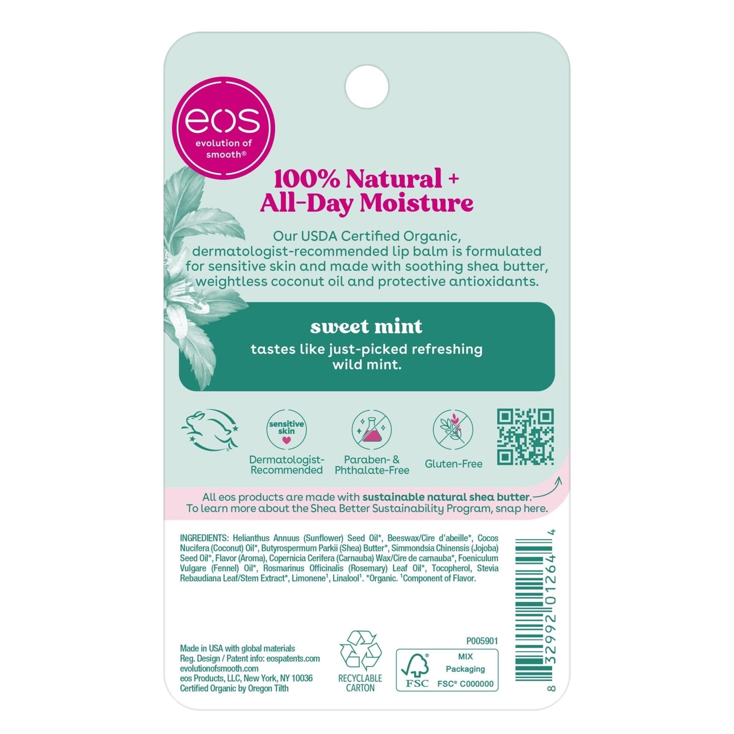 eos 100% Natural & Organic Lip Balm Sticks - Sweet Mint, All Natural Lip Balm, All-Day Moisture - Maple Wellness Supplements