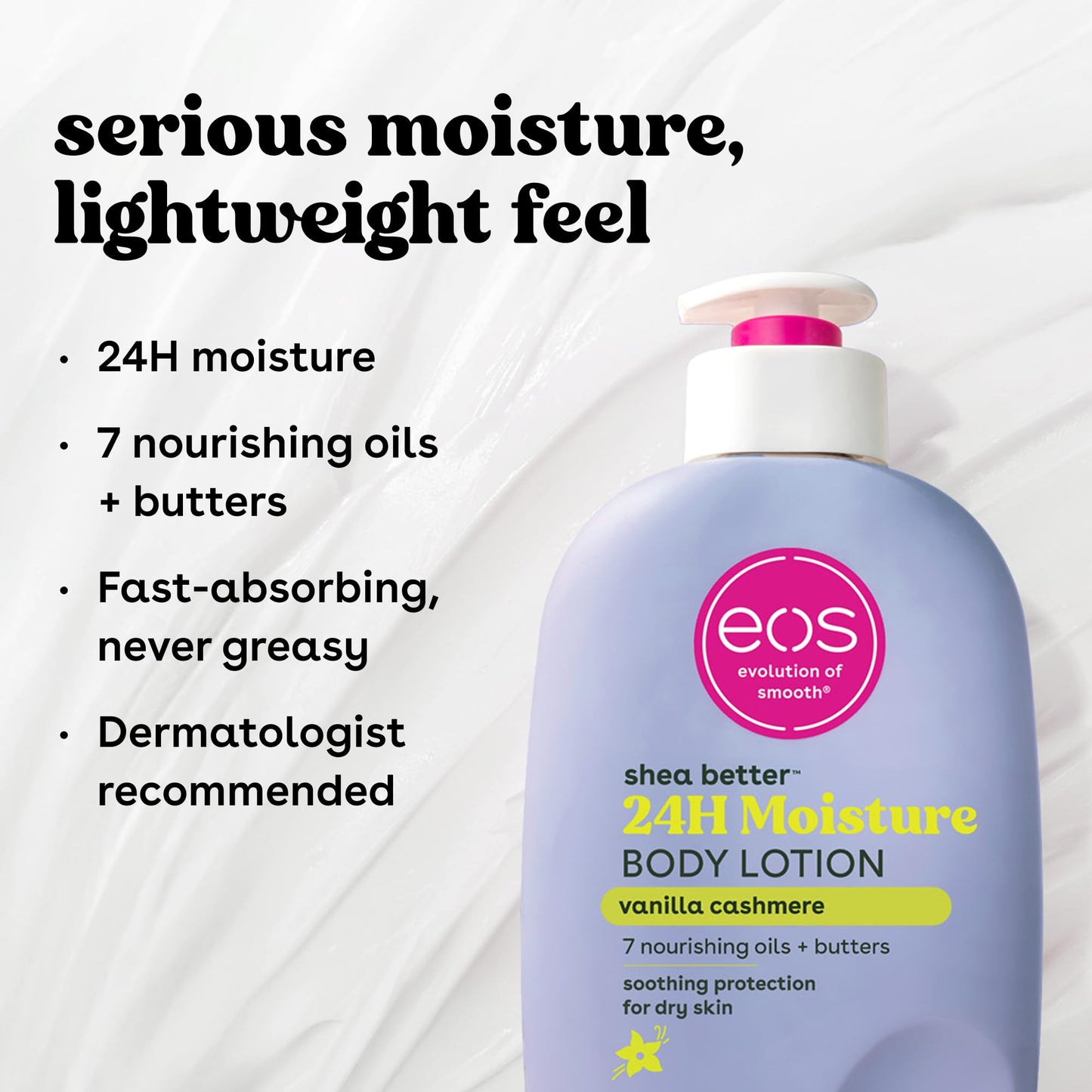 eos 24H Moisture Travel Body Lotion- Vanilla Cashmere, Travel Size Essential, Toiletries, Mini Body Lotion For Dry Skin, 2.5 fl oz - Maple Wellness Supplements