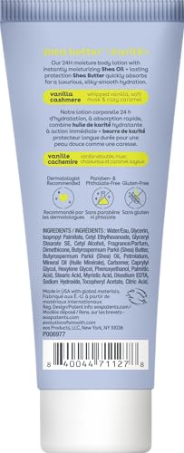 eos 24H Moisture Travel Body Lotion- Vanilla Cashmere, Travel Size Essential, Toiletries, Mini Body Lotion For Dry Skin, 2.5 fl oz - Maple Wellness Supplements