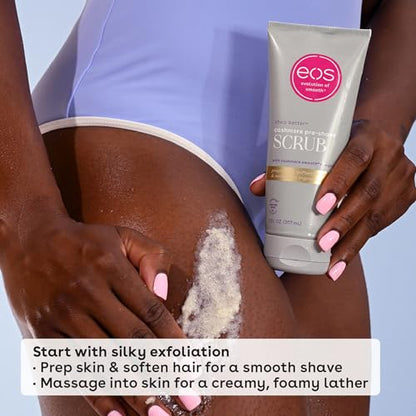 eos Cashmere Skin Collection Pre-Shave Scrub- Vanilla Cashmere, Exfoliating Body Scrub, Vanilla Body Scrub, Hydrating, Shea Sugar, 7 fl oz - Maple Wellness Supplements