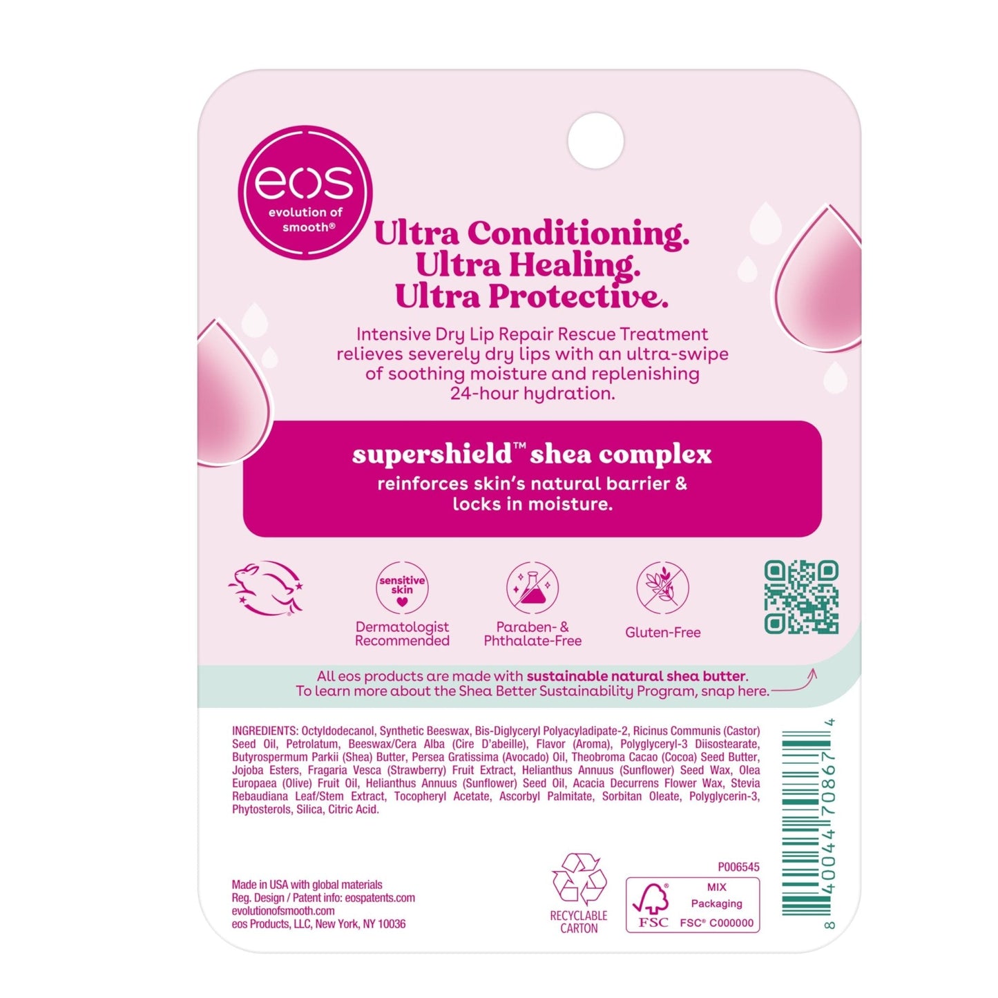 eos The Hero Lip Repair, Extra Dry Lip Treatment, 24HR Moisture, Natural Strawberry Extract, 0.35 fl oz, 2-Pack - Maple Wellness Supplements