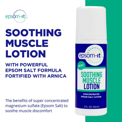 Epsom-It Soothing Muscle Lotion - Roll On Epsom Salt Lotion with Arnica for Muscle Stiffness, Leg, Knees and Feet Discomfort, Topical Magnesium Cream, 3oz - Maple Wellness Supplements