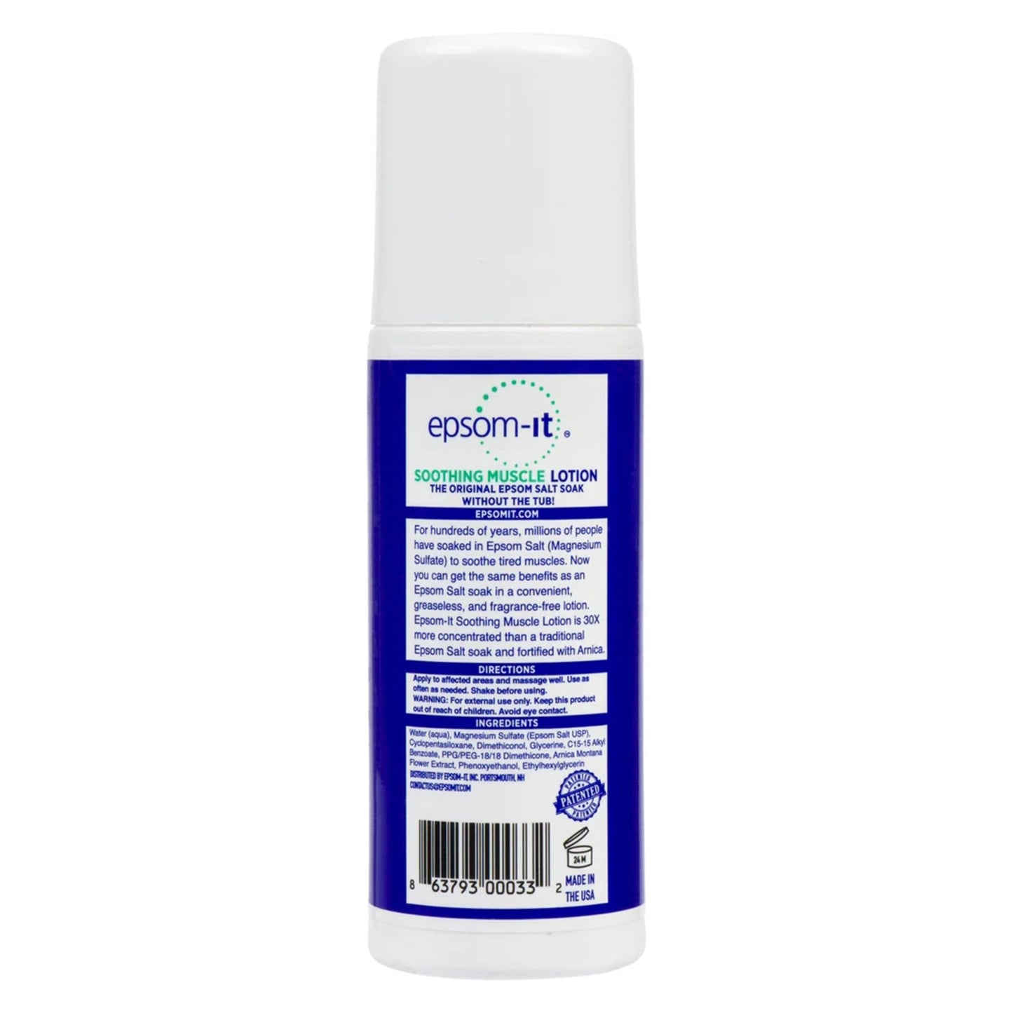 Epsom-It Soothing Muscle Lotion - Roll On Epsom Salt Lotion with Arnica for Muscle Stiffness, Leg, Knees and Feet Discomfort, Topical Magnesium Cream, 3oz - Maple Wellness Supplements