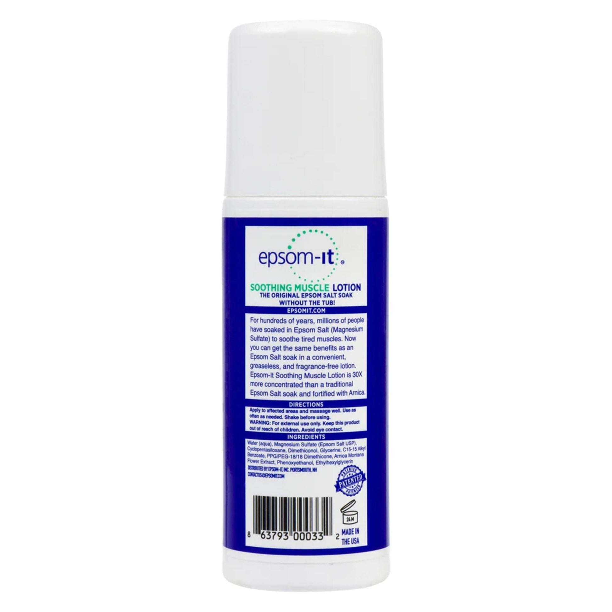 Epsom-It Soothing Muscle Lotion - Roll On Epsom Salt Lotion with Arnica for Muscle Stiffness, Leg, Knees and Feet Discomfort, Topical Magnesium Cream, 3oz - Maple Wellness Supplements