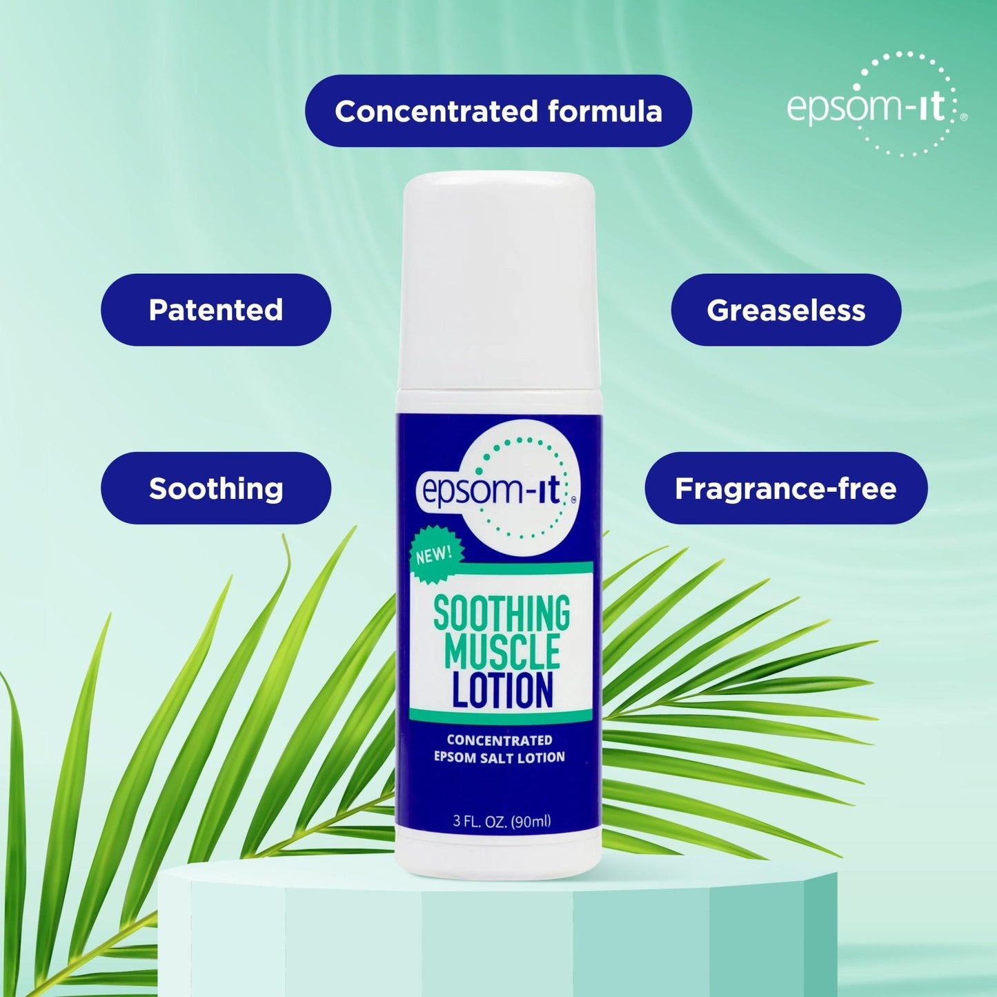 Epsom-It Soothing Muscle Lotion - Roll On Epsom Salt Lotion with Arnica for Muscle Stiffness, Leg, Knees and Feet Discomfort, Topical Magnesium Cream, 3oz - Maple Wellness Supplements