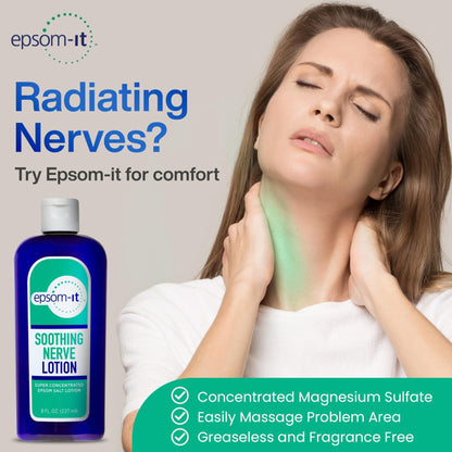 Epsom-It Soothing Nerve Lotion - Epsom Salt Magnesium Lotion, Topical Magnesium Cream with Capsaicin & Arnica to Provide Comfort for Legs, Knee and Feet, 8.0 oz., 2-Pack - Maple Wellness Supplements