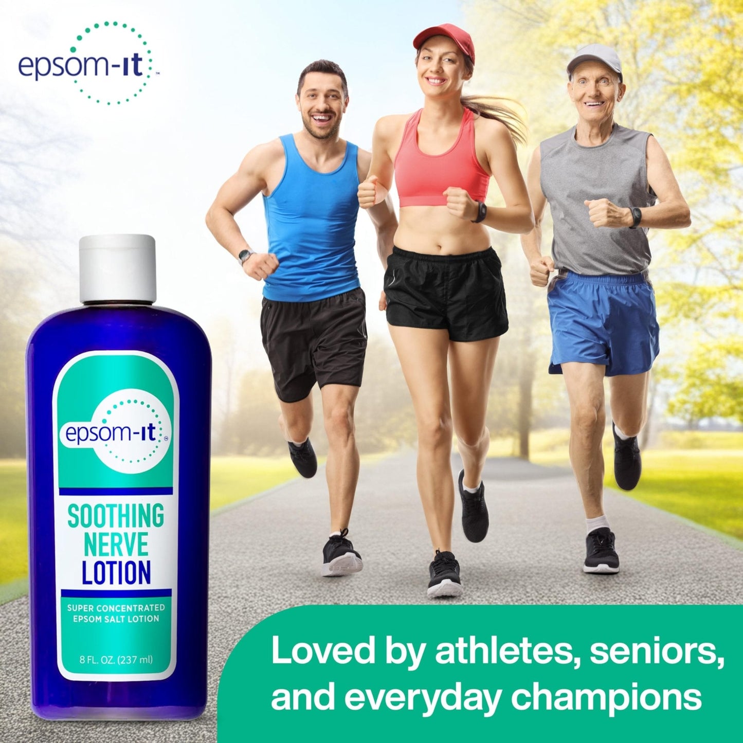Epsom-It Soothing Nerve Lotion - Epsom Salt Magnesium Lotion, Topical Magnesium Cream with Capsaicin & Arnica to Provide Comfort for Legs, Knee and Feet, 8.0 oz., 2-Pack - Maple Wellness Supplements