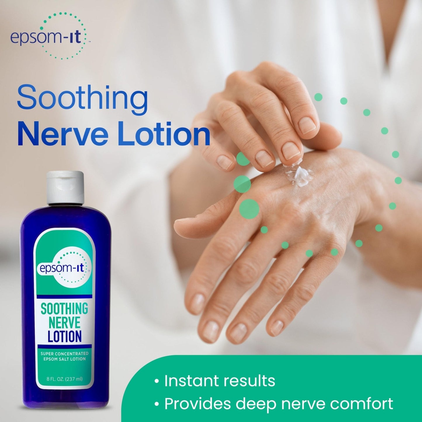 Epsom-It Soothing Nerve Lotion - Epsom Salt Magnesium Lotion, Topical Magnesium Cream with Capsaicin & Arnica to Provide Comfort for Legs, Knee and Feet, 8.0 oz., 2-Pack - Maple Wellness Supplements