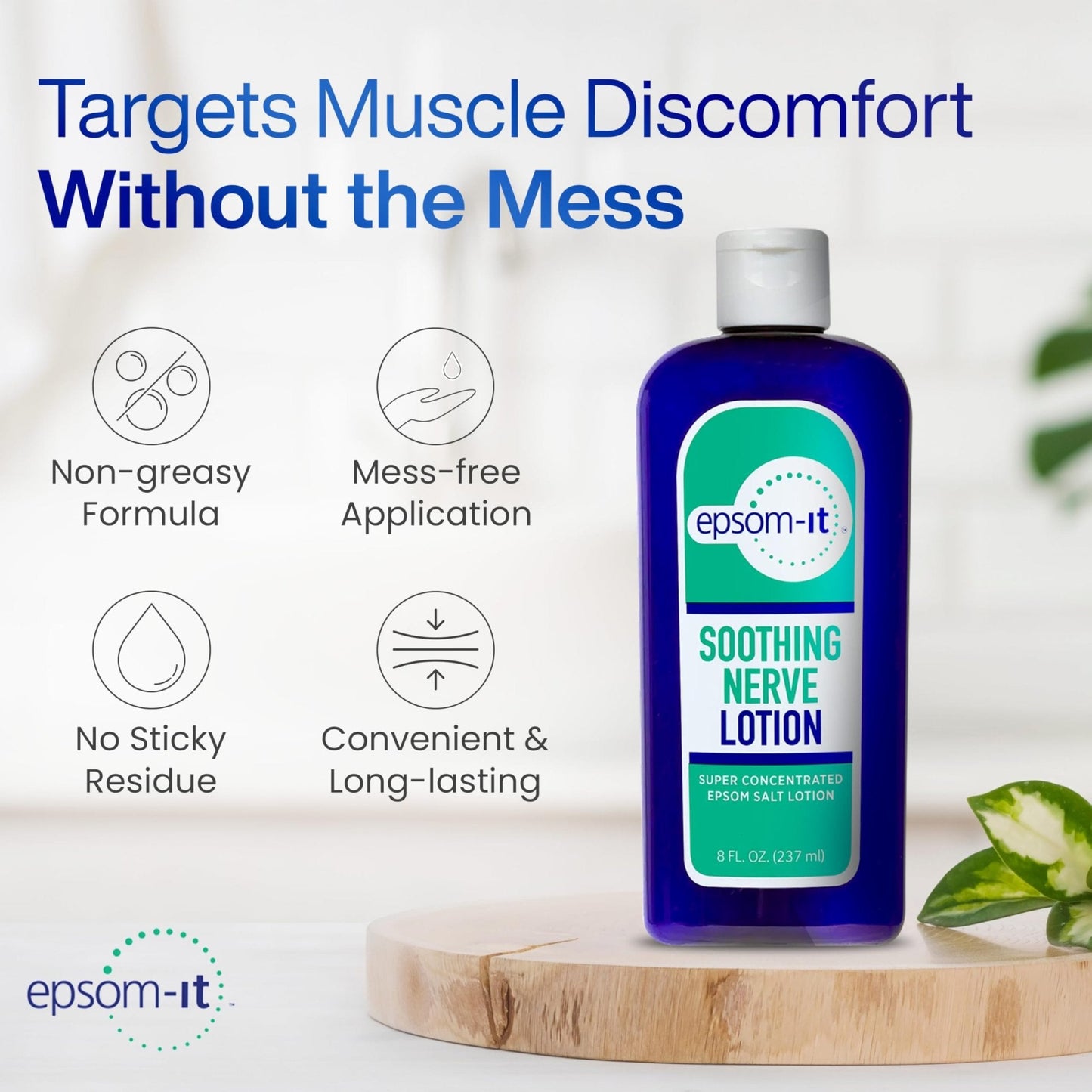 Epsom-It Soothing Nerve Lotion - Epsom Salt Magnesium Lotion, Topical Magnesium Cream with Capsaicin & Arnica to Provide Comfort for Legs, Knee and Feet, 8.0 oz., 2-Pack - Maple Wellness Supplements