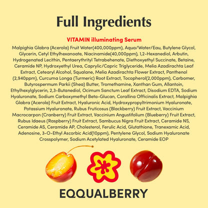 EQQUALBERRY Vitamin Illuminating Serum | Niacinamide 4% + Brightening Vitamin C Face - Maple Wellness Supplements