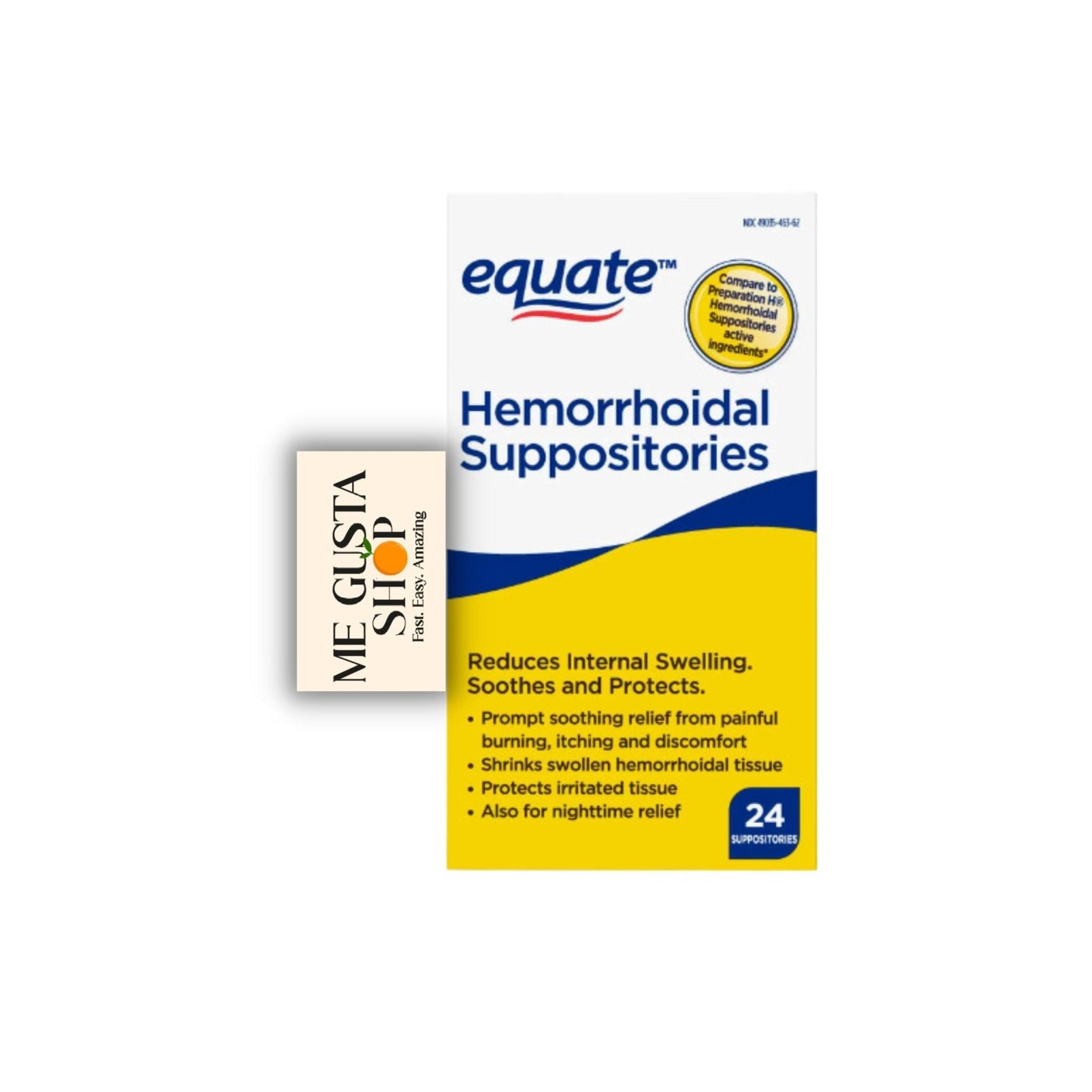 Equate Hemorrhoidal Suppositories 24 Ct Pack of 01 24 Total + me Gusta Sticker - Maple Wellness Supplements