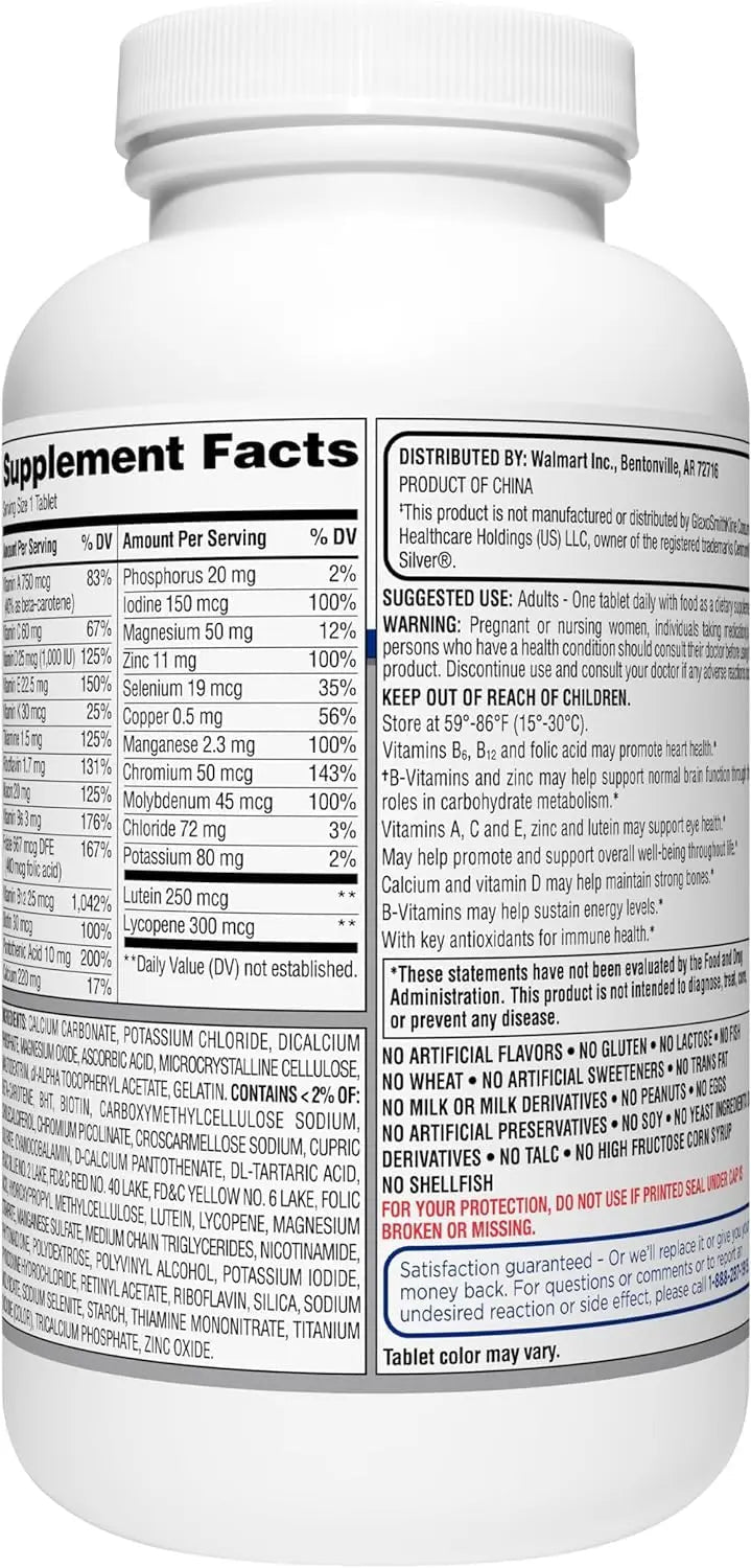 Equate Mature Adult 50+ One Daily Complete Multivitamin Compare to Centrum Silver (400 Ct) - Maple Wellness Supplements
