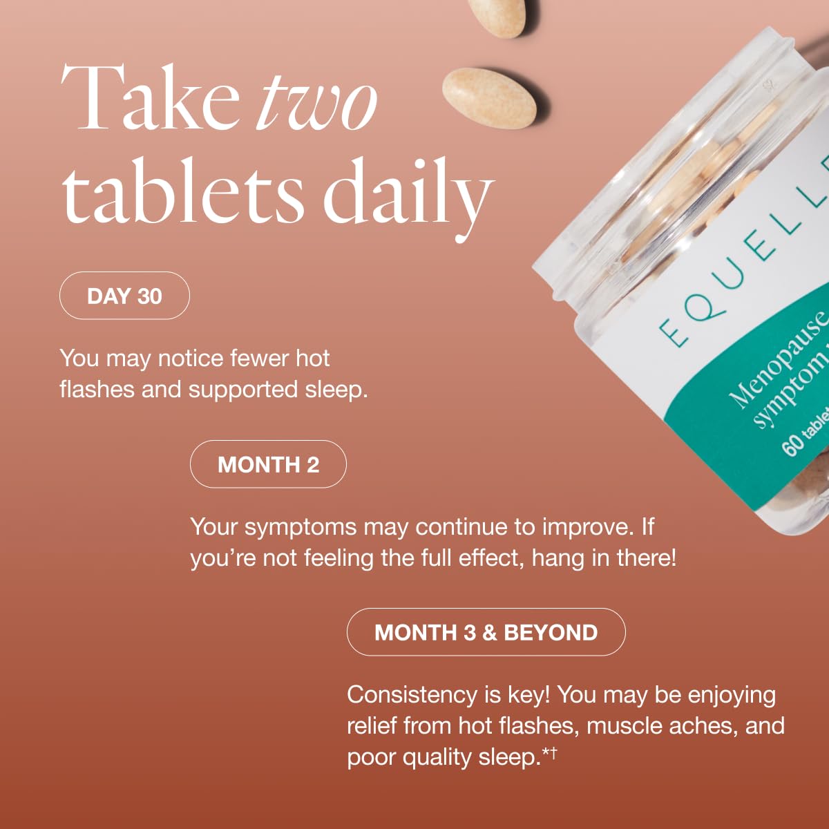 EQUELLE Multi-Symptom Perimenopause & Menopause Relief Relief from Hot Flashes, Muscle Aches & Supports More Sleep. Hormone-Free, Plant-Based S-Equol – 1 Month Supply (60 Tablets) - Maple Wellness Supplements