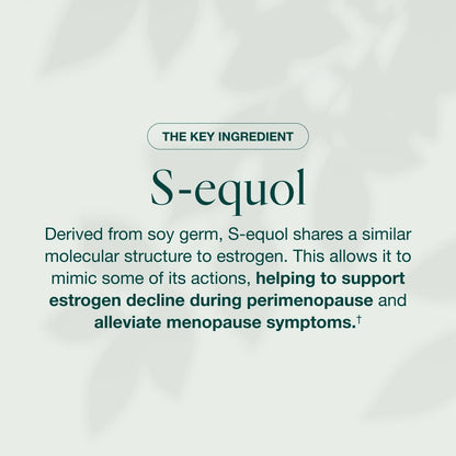 EQUELLE Multi-Symptom Perimenopause & Menopause Relief Relief from Hot Flashes, Muscle Aches & Supports More Sleep. Hormone-Free, Plant-Based S-Equol – 1 Month Supply (60 Tablets) - Maple Wellness Supplements