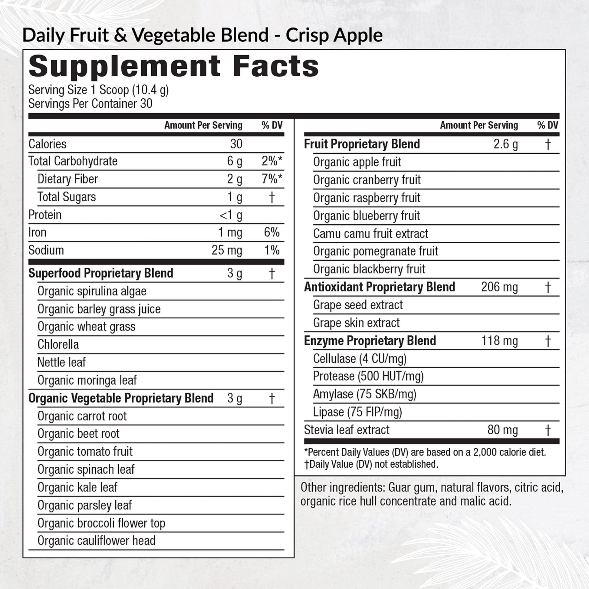 Equilife Daily Fruit & Vegetable Blend, Superfood Antioxidant Supplement, Crisp Apple Flavor with Vitamin C, Fiber, and 9 Essential Amino Acids, Supports Energy, Low Sugar, Vegan, 30 Servings Tub - Maple Wellness Supplements