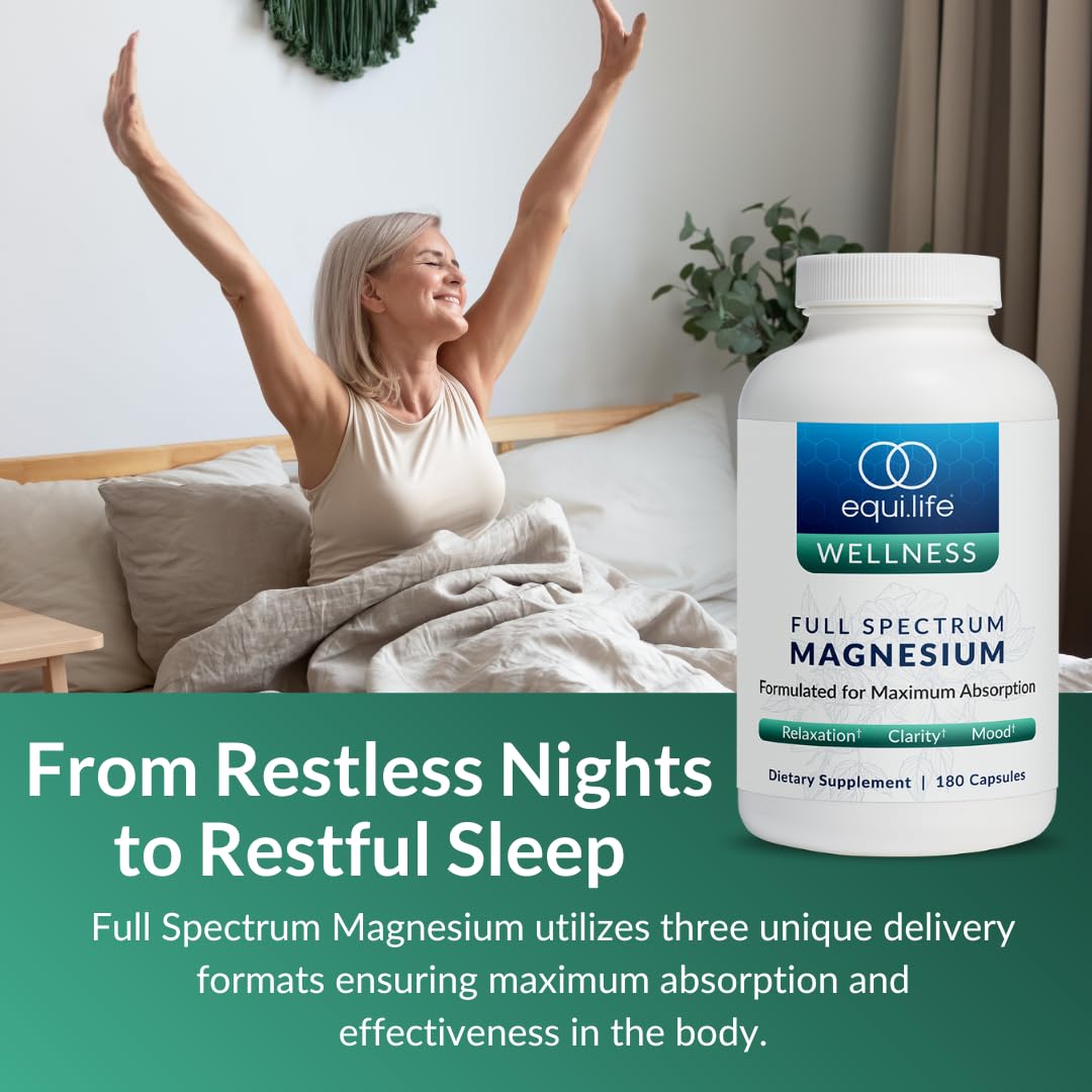 Equilife Full Spectrum Magnesium Supplement, Magnesium Glycinate, Citrate, & Malate, Bioavailable Mineral Blend, Dairy, Soy, & Gluten Free - Maple Wellness Supplements