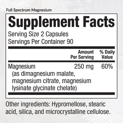 Equilife Full Spectrum Magnesium Supplement, Magnesium Glycinate, Citrate, & Malate, Bioavailable Mineral Blend, Dairy, Soy, & Gluten Free - Maple Wellness Supplements