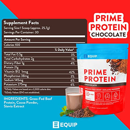 Equip Foods Prime Protein - Grass Fed Beef Protein Powder Isolate - Paleo and Keto - Maple Wellness Supplements