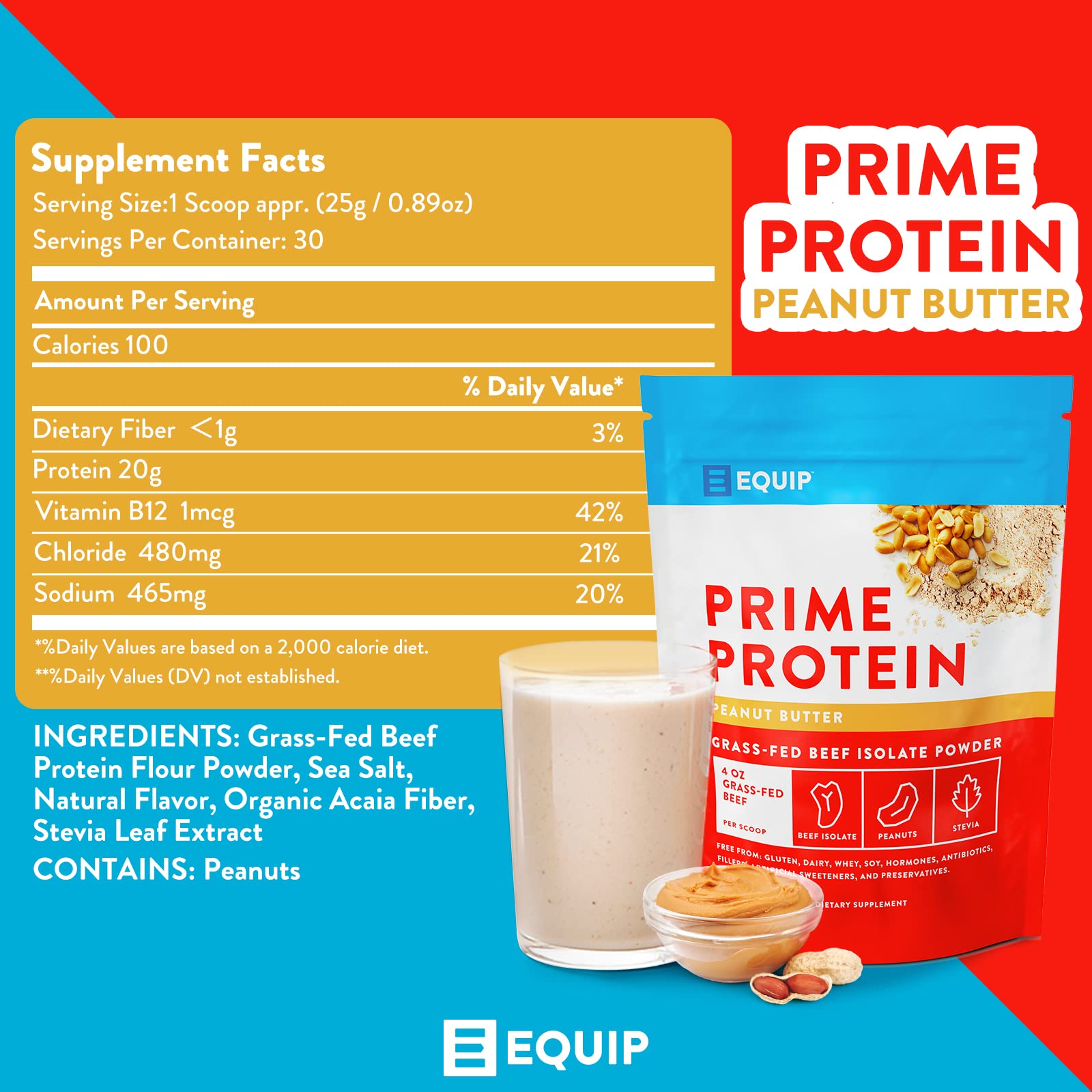 Equip Foods Prime Protein - Grass Fed Beef Protein Powder Isolate - Paleo and Keto Friendly - Maple Wellness Supplements