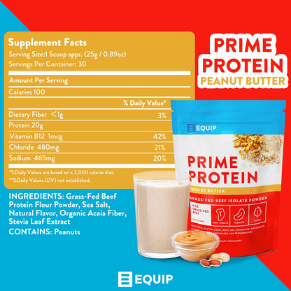 Equip Foods Prime Protein - Grass Fed Beef Protein Powder Isolate - Paleo and Keto Friendly - Maple Wellness Supplements