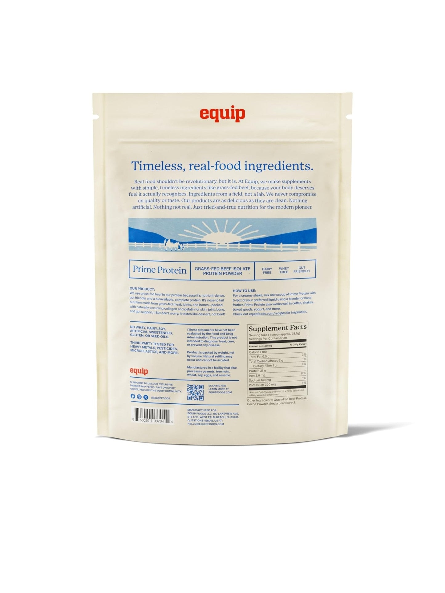Equip Foods Prime Protein Powder | Clean, Grass Fed Beef Protein Powder | Carnivore Protein Isolate | Paleo, Keto Friendly | Gluten & Dairy Free | Helps Build & Repair Tissue - Maple Wellness Supplements
