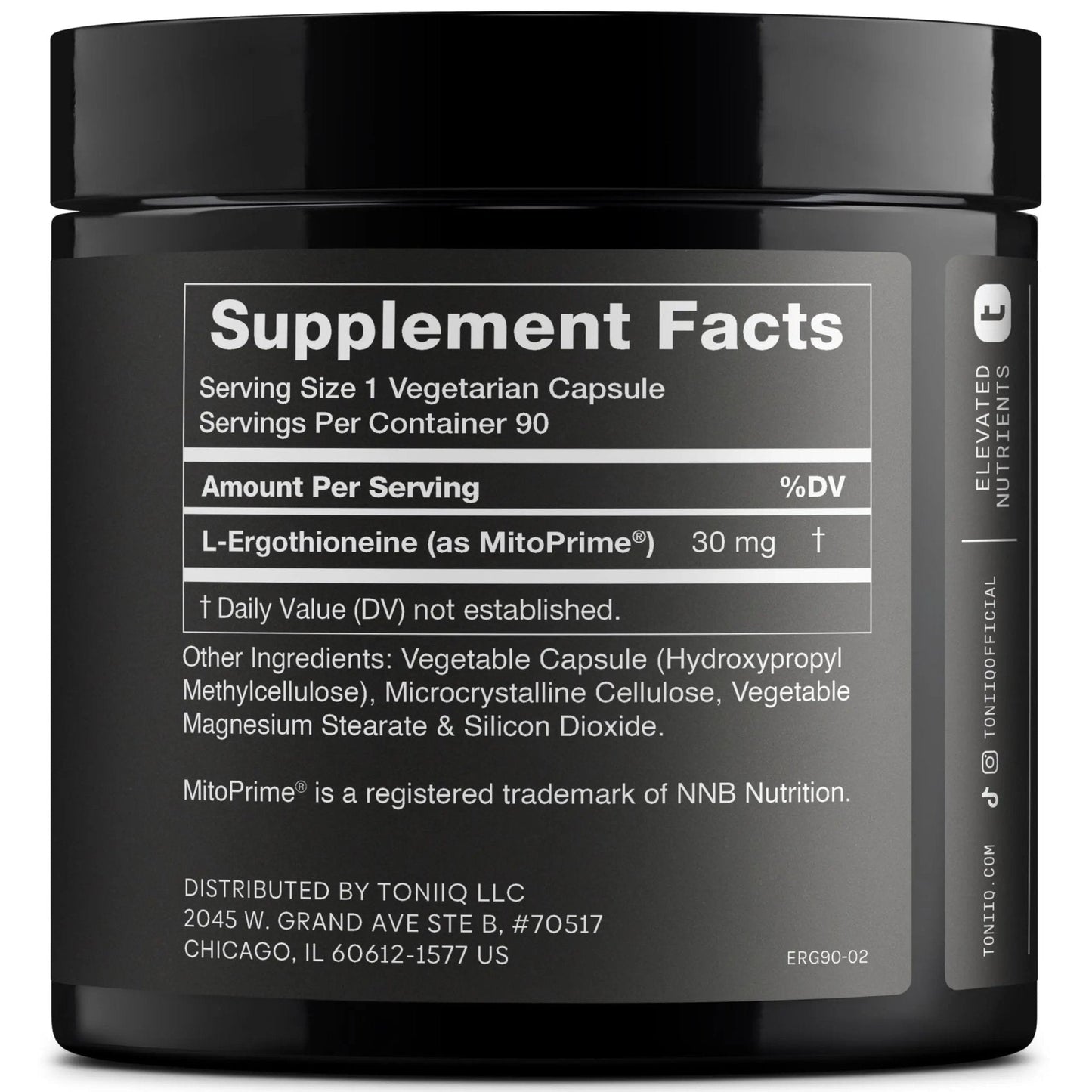 Ergothioneine with Clinically Studied MitoPrime® - High Potency 30mg with 98% Purity - Fermentation-Based L Ergothioneine Supplement - Longevity and Immune Support - Third-Party Tested, 90 Capsules - Maple Wellness Supplements