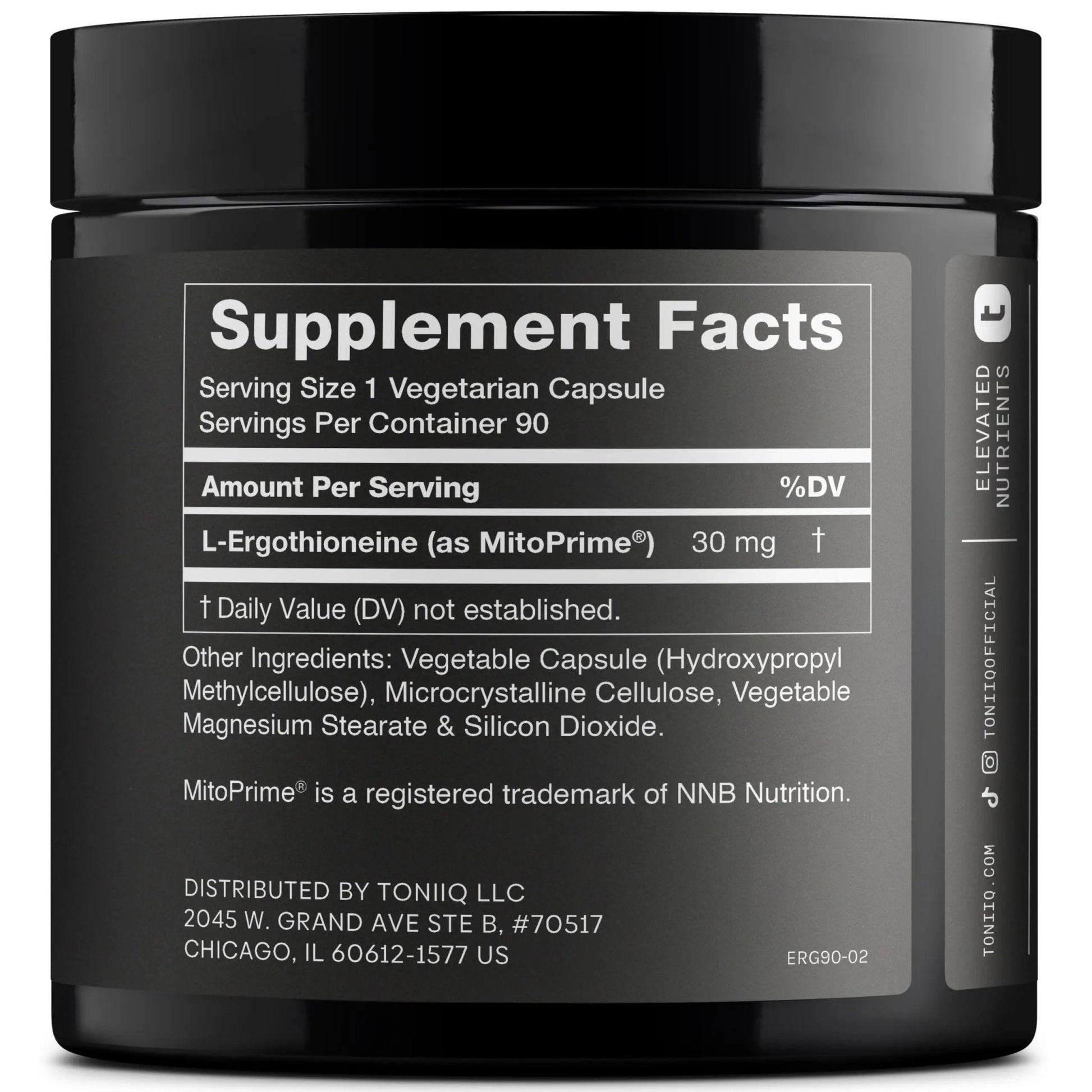 Ergothioneine with Clinically Studied MitoPrime® - High Potency 30mg with 98% Purity - Fermentation-Based L Ergothioneine Supplement - Longevity and Immune Support - Third-Party Tested, 90 Capsules - Maple Wellness Supplements