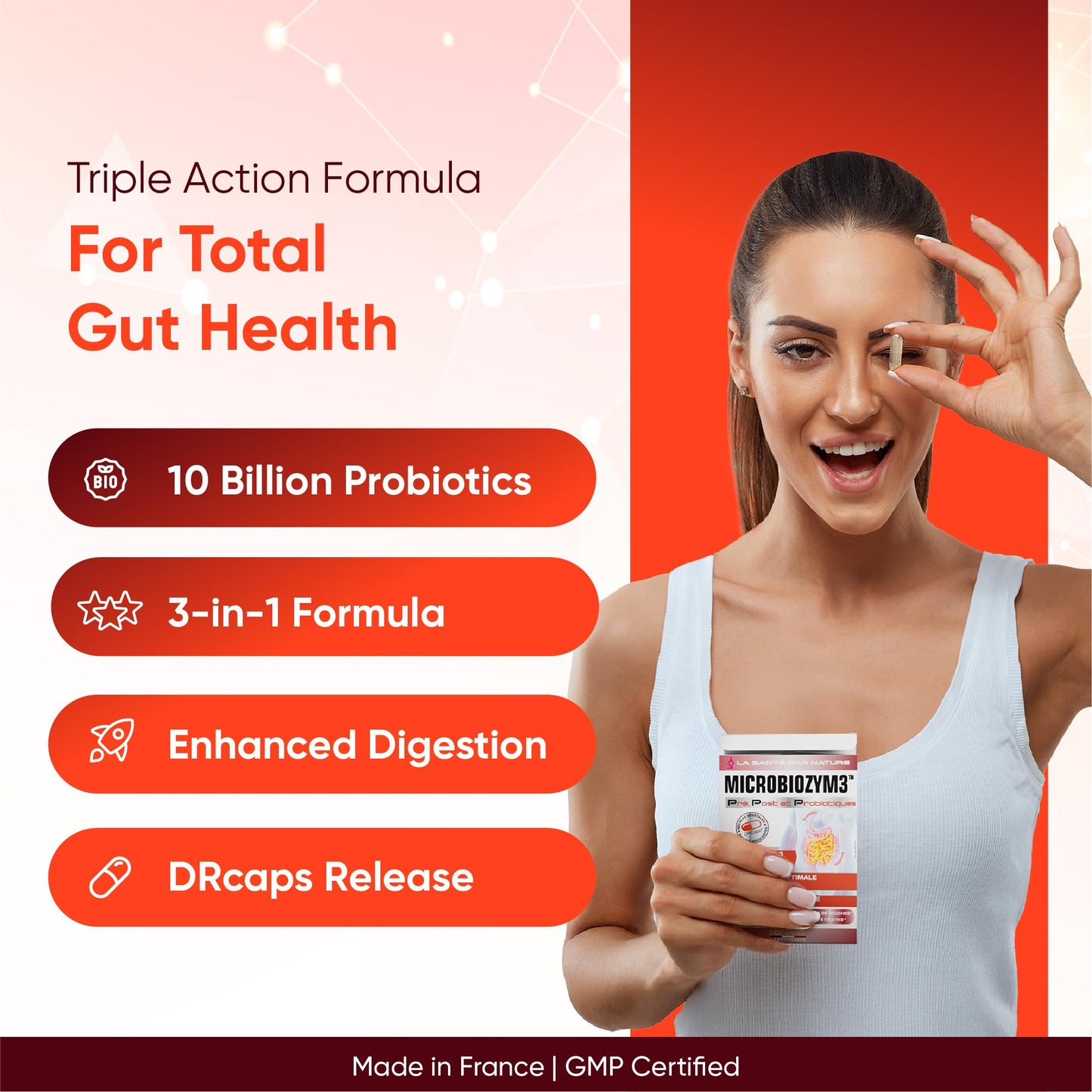 ERIC FAVRE Probiotics for Women Digestive Health – Triple Action with Prebiotics and Postbiotics, Reduces Bloating & Gas - Maple Wellness Supplements