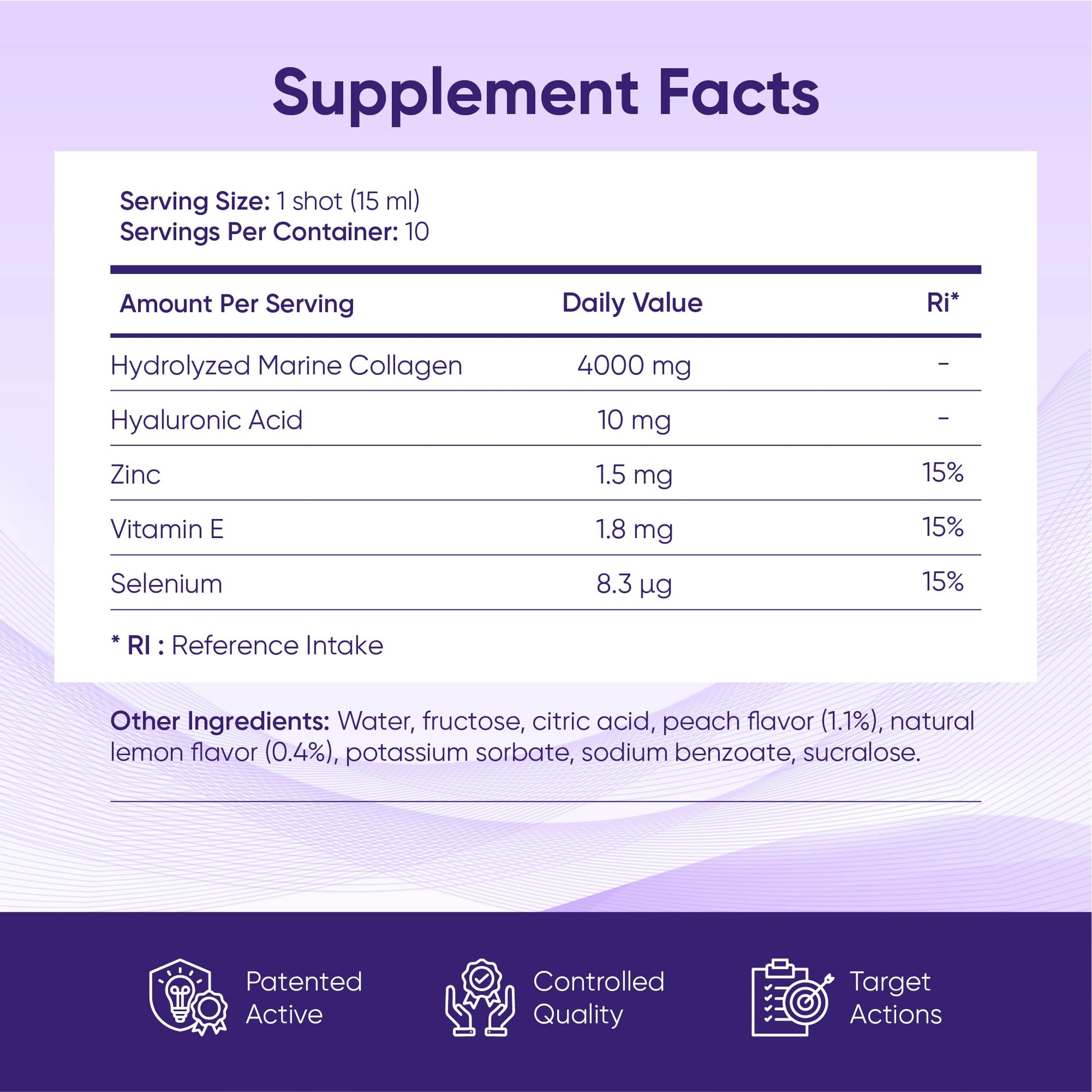 ERIC FAVRE Pure Collagen+ Liquid Collagen for Women – 4000mg Marine Peptides for Radiant Skin, Hair & Nail Health – Hyaluronic Acid, Vitamin E – 10 Shots, Peach Lemon Flavor - Maple Wellness Supplements