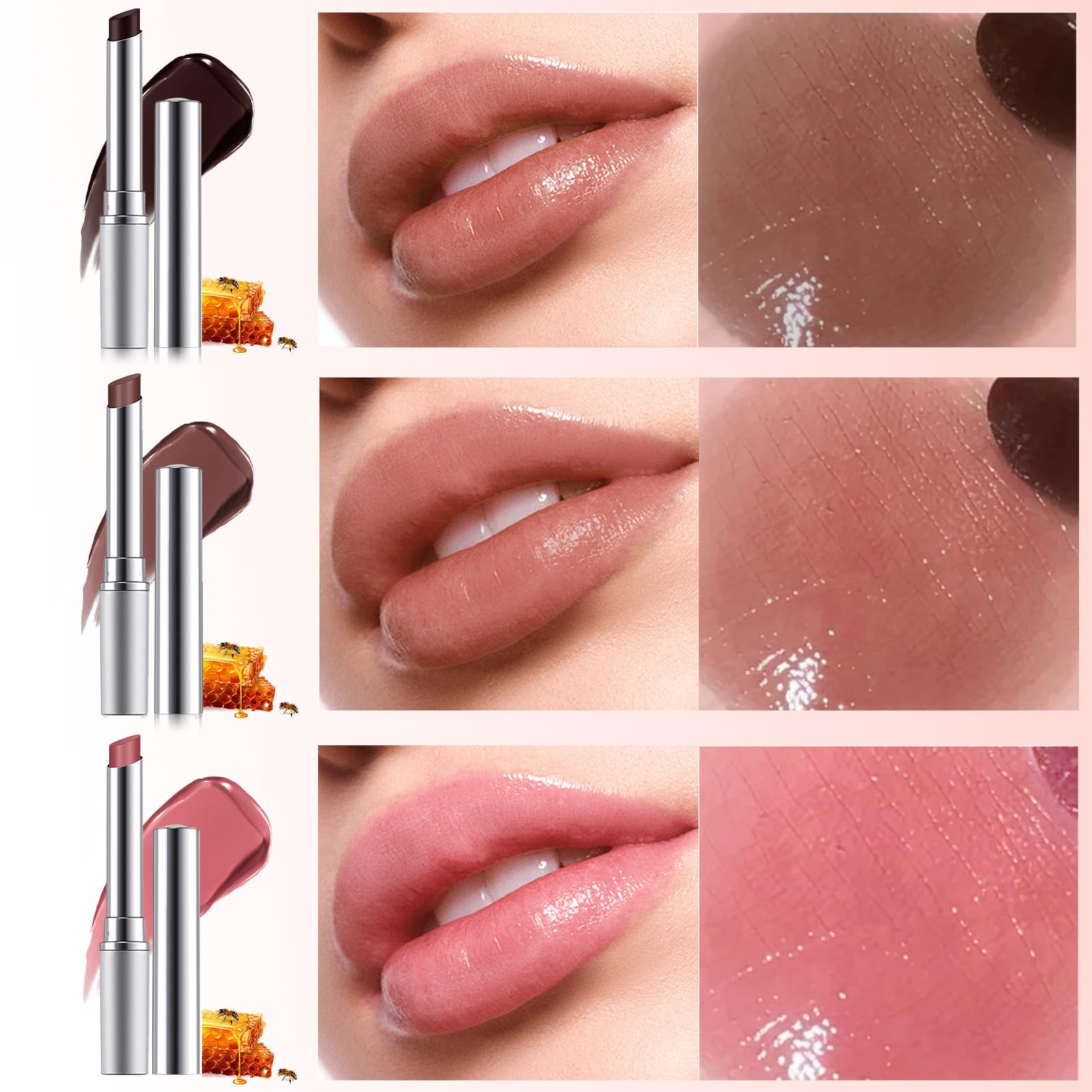 Erinde 2PCS Honey Lipstick Tinted Lip Balm - Hydrating Natural Glossy Lip Balm, Sheer Lightweight Color, Moisturizing Lipstick Makeup Lip Care Balm with a Hint of Natural Black Cherry Tint - Maple Wellness Supplements