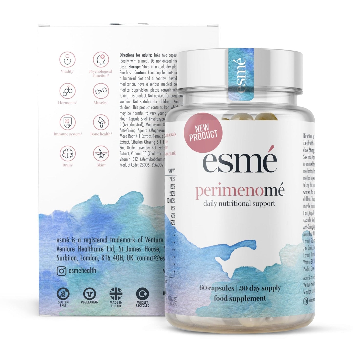 Esme Menopause Supplements Perimenopause Supplements 1 Month Supply - Daily Support for The Early Stage of Menopause – 60 Capsules - Includes Ashwagandha, Vitamins and Red Clover - Maple Wellness Supplements
