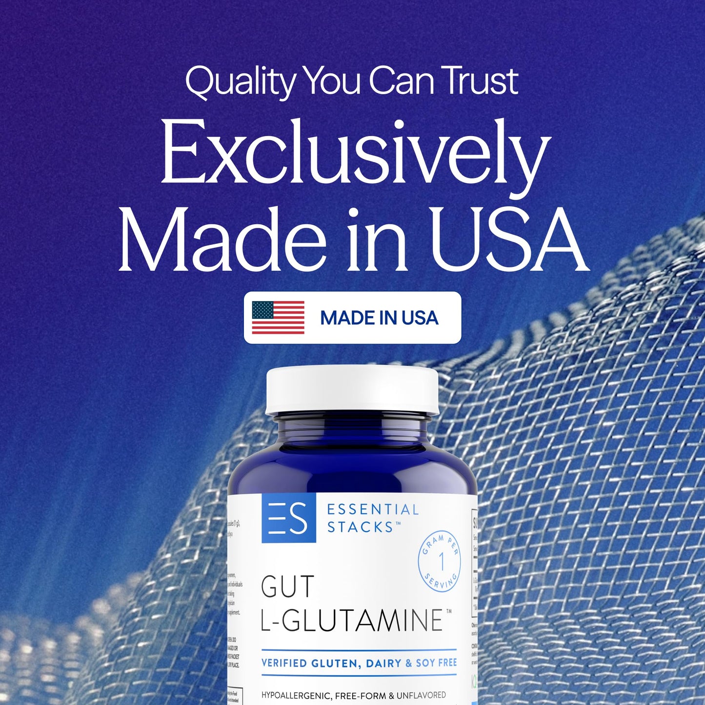 Essential Stacks Gut L-Glutamine Capsules 1000mg (Made in USA) - Gluten, Dairy & Soy Free, Non-GMO L Glutamine for Gut Health - 60 Serves (120 Caps) - Maple Wellness Supplements