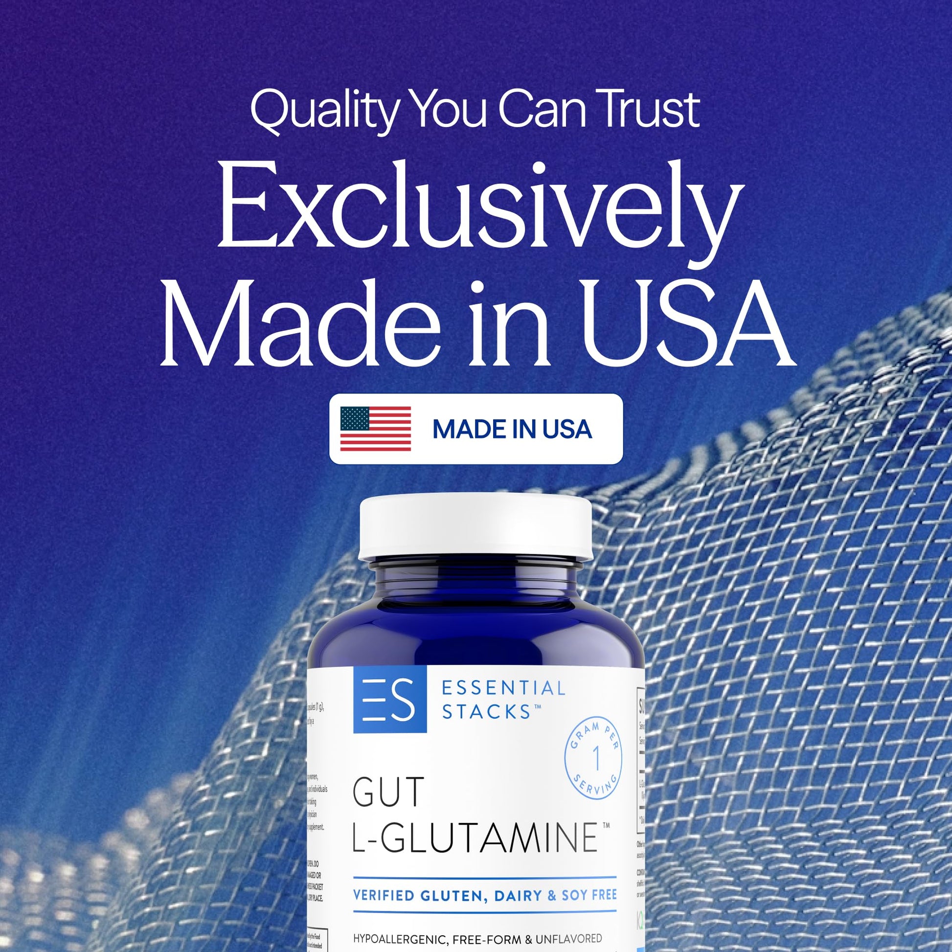 Essential Stacks Gut L-Glutamine Capsules 1000mg (Made in USA) - Gluten, Dairy & Soy Free, Non-GMO L Glutamine for Gut Health - 60 Serves (120 Caps) - Maple Wellness Supplements