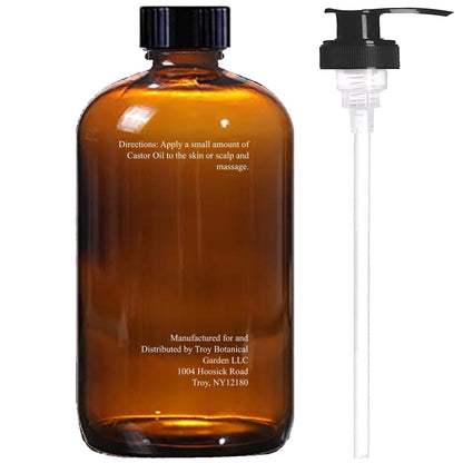 Essentially KateS Castor Oil 16 Fl Oz (Glass Bottle) - Original - A Huge Glass Bottle with a Pump - 100% Pure and Natural - Maple Wellness Supplements