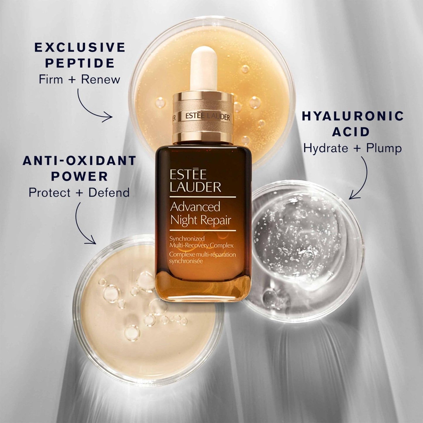 Estée Lauder Advanced Night Repair Face Serum Synchronized Multi-Recovery Complex with Hyaluronic Acid & Peptides| Anti Aging & Hydrating, 1 Fl Oz - Maple Wellness Supplements