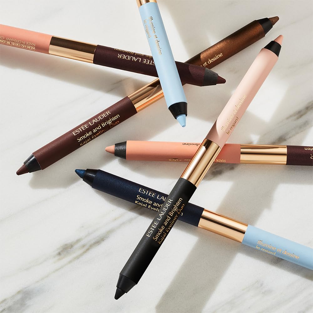 Estée Lauder Smoke and Brighten Long-Lasting Waterproof Kajal Eyeliner Pencil Duo, 0.03 Ounce, Dark Chocoloate/Rich Bronze - Maple Wellness Supplements