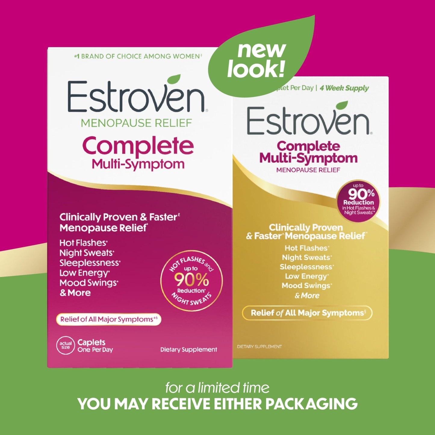 Estroven Complete Multi-Symptom Menopause Supplement for Women, 28 Ct., Clinically Proven Ingredient Provide Menopause Relief & Night Sweats & Hot Flash Relief* Drug-Free & Non-GMO - Maple Wellness Supplements