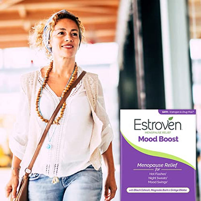 Estroven Mood Boost for Menopause Relief, Helps Reduce Hot Flashes & Night Sweats, Helps Manage Mood Swings, 30 Count - Maple Wellness Supplements