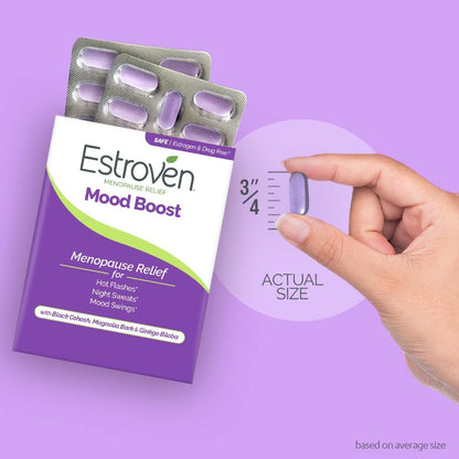 Estroven Mood Boost for Menopause Relief, Helps Reduce Hot Flashes & Night Sweats, Helps Manage Mood Swings, 30 Count - Maple Wellness Supplements