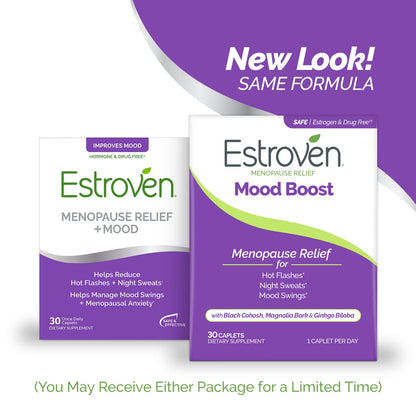 Estroven Mood Boost for Menopause Relief, Helps Reduce Hot Flashes & Night Sweats, Helps Manage Mood Swings, 30 Count - Maple Wellness Supplements
