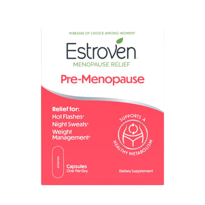 Estroven Pre-Menopause Relief, 30 Ct., Clinically Proven Ingredients, Provides Menopause Relief plus Night Sweats & Hot Flash Relief, Drug-Free or Estrogen Free - Maple Wellness Supplements